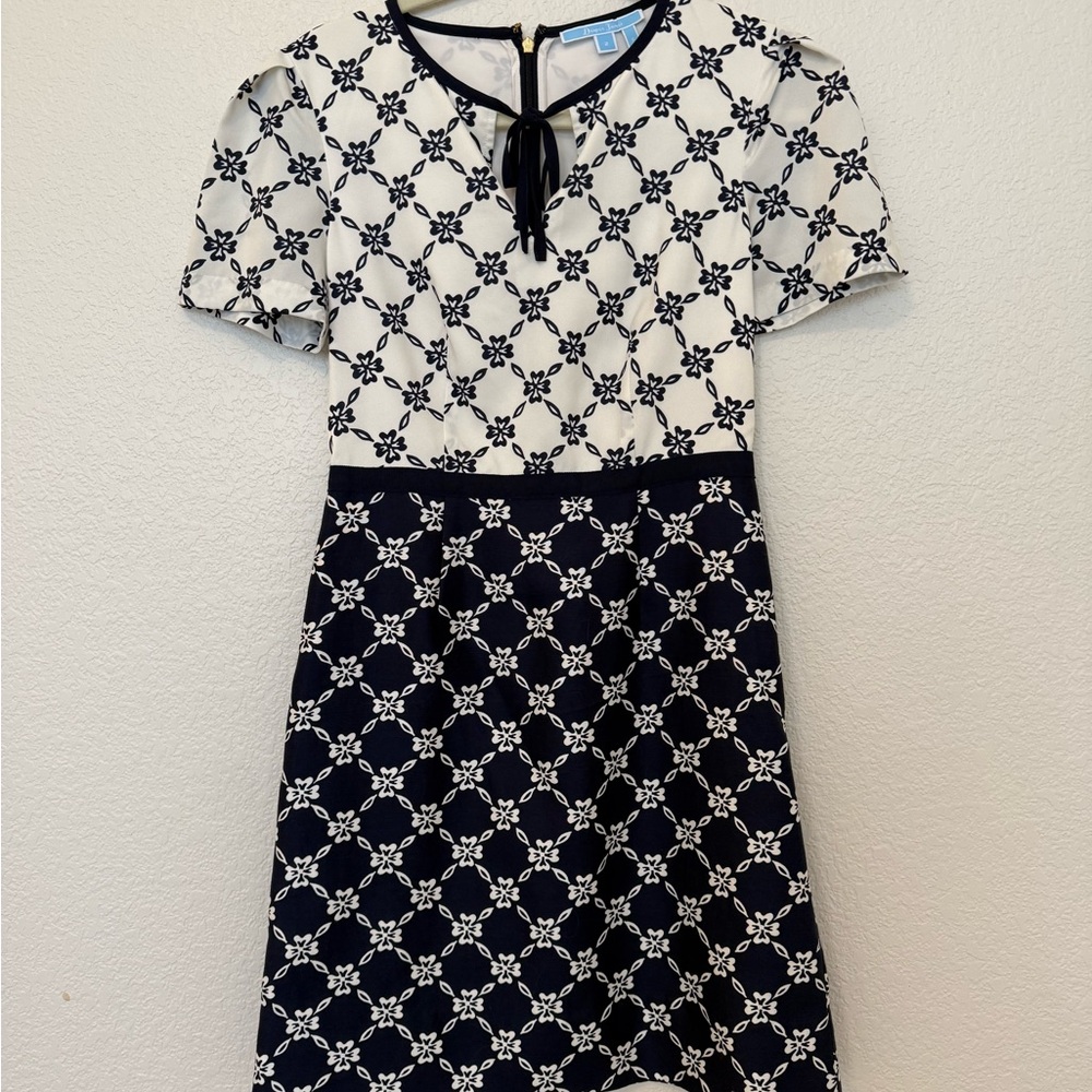 Draper James Navy and Cream Floral Dress